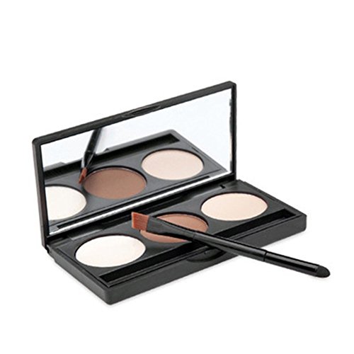 VONISA Wasserfest 3 Farben Augenbrauenpuder Braun Ausrüstung Brauen Schattierung Palette Schönheit Kosmetik Creme Highlighter Make Up Augenbrauen Filler + 4 Augenbrauen Schablone Augenbrauen Pinsel - 2