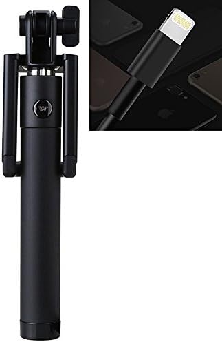 iPhone 7/7Plus/SE/6S/6S Plus/6/6 Plus/5S Selfie Stick, Jobolt Wired Selfie Stick with Lightning Dock Extendable Monopod (Black)