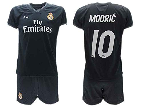Conjunto 2ª Equipación Fútbol Luka Modric 10 Real Madrid C.F. Negra Away Temporada 2018-2019 Replica Oficial con Licencia - Caja de Regalo Camisa + Pantalón Corto (6 AÑOS)