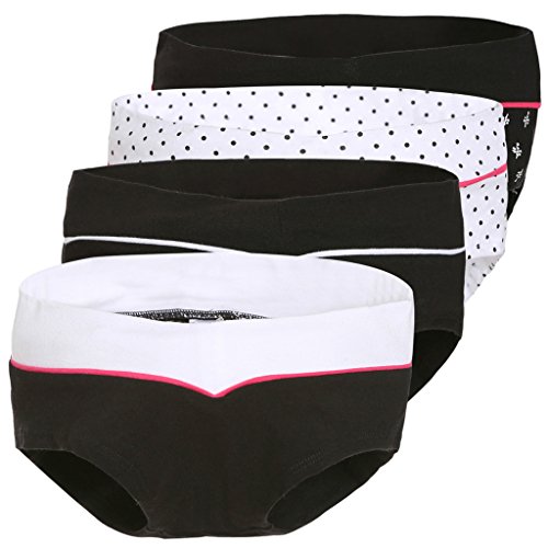 CharmLeaks Women's Maternity Underwear Cotton Knickers/Panties Nursing Briefs L Black/White