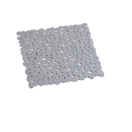 Graue Anti Rutsch Matte für die Dusche - Duscheinlage mit Saugnäpfen - Duschmatte in schöner Kieseldekor Steinoptik - Größe: 54 x 54cm