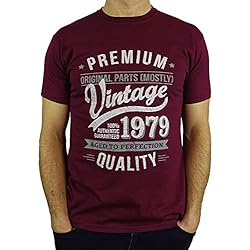 My Generation Gifts 1979 Vintage Year - Aged to Perfection - 40 Cumpleaños Años - Regalo de Cumpleaños Camiseta para Hombre - Borgoña XL