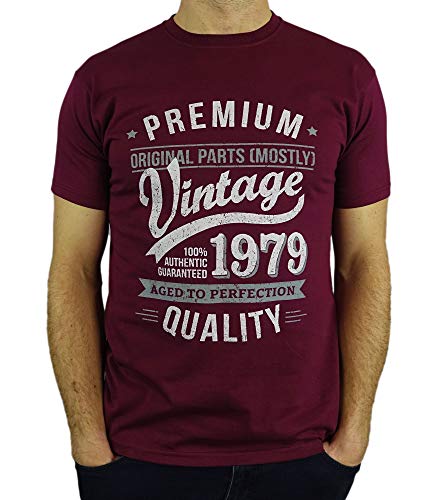 My Generation Gifts 1979 Vintage Year - Aged to Perfection - 40 Cumpleaños Años - Regalo de Cumpleaños Camiseta para Hombre - Borgoña XL