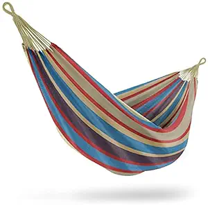 ALOKRUPSWAM Cotton Hammock, Brazilian Double Hammock, Soft Comfortable Fabric Canvas Hammock for Patio, Porch, Garden, and Backyard