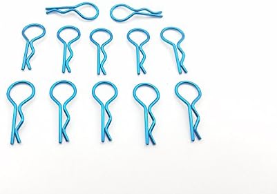 10pcs Small Universal Scale Bend Body Clips for All 1/10th Scale RC Cars RC Car Parts Pins Metal Stainless Steel Truck Buggy Shell Replacement HSP (Blue)