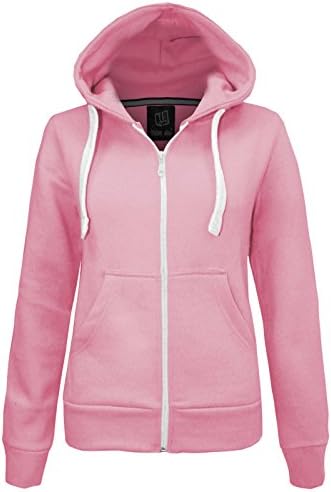 Cexi Couture New Womens Plain Zip Hoodoe Sweatshirt Ladies Fleece Hooded Jacket Top SIZE 6-20