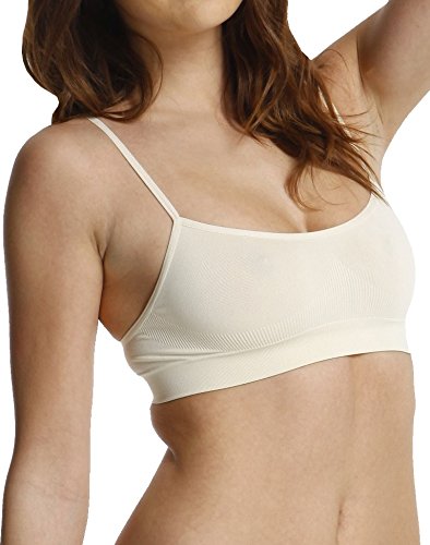 3er Pack Damen Bustier, Sport-BH, Bra Top, Seamless ohne störende Nähte mit Spaghettiträgern für Fitness- Yoga - 2