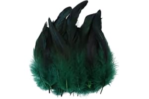 OAUTOSJY Federn zum Basteln 100 Stück Natürliche Fasan Federn Truthahn Federn Schwanzfedern für Kostüme,Hüte,Zuhause Dekor Hochzeit Geburtstag Party Masken Hüte Tanzkleidung Halloween Dekoration,Dunkelgrün