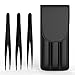 Price comparison product image anbina® 3in1 tweezer set sloped + pointed + straight tweezers for eyebrows and hair incl. storage bag set case in black