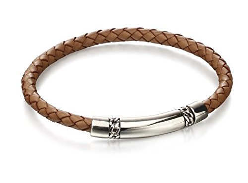 Fred Bennett Men Brown 925 Sterling Silver Strand Bracelet Length