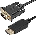 AdzMozi® DISPLAYPORT to VGA 1.5 Meter Cable (Male to Male) Compatible for Computer, Desktop, Laptop, PC, Monitor, Projector, HDTV, Raspberry Pi, Roku, Xbox and More