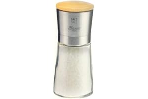 Bisetti Macinasale in Vetro/Acciaio Inox, Piano in Legno Oliato Naturale, Trasnparente, Taglia Unica