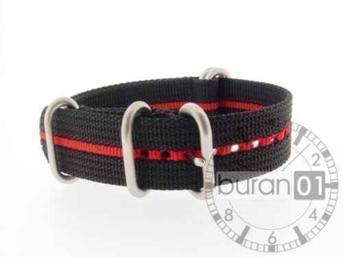 VK von Buran01.com WATCH STRAP FOR NATO NYLON STRONG ZULU Black/Red (schwarz) 26mm VK von Buran01.com WATCH STRAP FOR NATO NYLON STRONG ZULU Black/Red (schwarz) 26mm