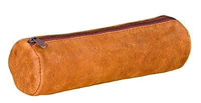 Elba 400033035 Trousse forme rond en cuir 22 x diamètre 6 cm Vintage