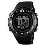 Armbanduhren Mode-Accessoires, Outdoor Sports Multifunktionale Digital Timing Alarm Luminous Herren Armbanduhr - Schwarz