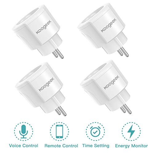 Koogeek Presa Intelligente WiFi, Mini Smart Plug di Temporizzazione, Compatibile con Alexa/Google Home, Telecomando con APP Vocale, per iOS Android App 2.4GHz WIFI (4 Packs)