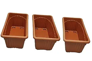 First Smart Deal Plastic Rectangle Pot (13-inch, Brown, Pack of 3)