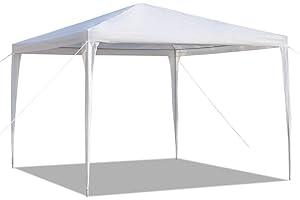 Outopee 3 x 3m Party Tent Gazebo, Folding Outdoor Gazebo Marquee Garden Wedding Party Tent Waterproof Patio Canopy for Sun Rain Shelter, White