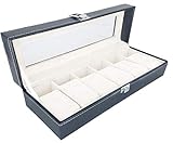 Schaubox für Armbanduhren, Kunstleder, mit 6/10/12 Einlegefächern, von GN Enterprises, 6 Grids