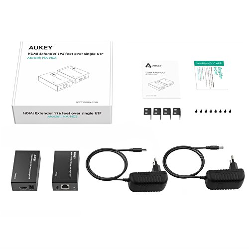 AUKEY HDMI Extender 1080P über Single RJ45 CAT5e CAT6 Ethernet Kabel 60M HDMI Verlängerung mit Sender + Empfänger unterstützt PC / DVD / PS4 / Laptop / Satellit Box und mehre Geräte - 7