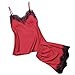 Produktbild SuperSU Damen Sommer Schlafanzug Kurzer Satin NachtwäSche Pyjama Set NachtwäSche mit Verstellbaren Nachthemden Damen Schlafanzug Sommer Sexy Kurze Nachtwäsche Nachtkleid Schwarz, Weinrot, Rot, Blau
