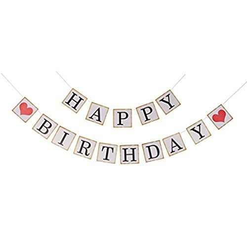 ULTNICE Papier Banner, quadratische Happy Birthday Girlande Banner Fahne Dekoration für die Geburtstagsparty - 6