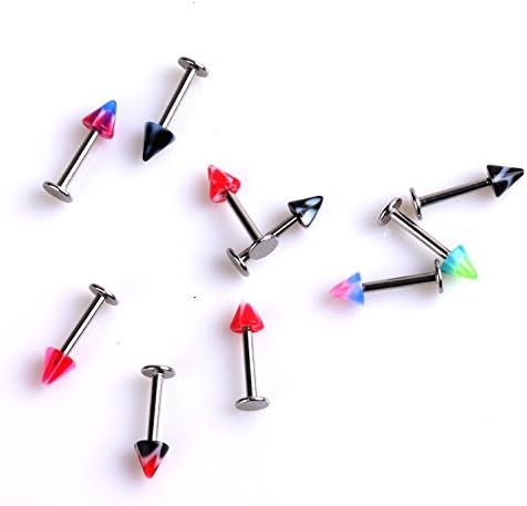 10 Assorted Spike and Ball Lip or Tragus Bars (10 Lip Spike Bars)