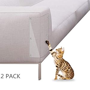 Petyoung Protector de Arañazos para Gatos tapizado para Muebles, 2 Protectores de Vinilo Transparentes, Amor a Tus Muebles y a tu Gato.