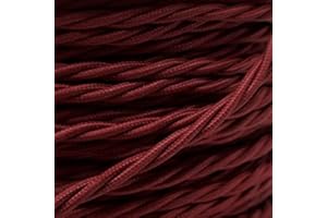 LEDSONE 3 núcleos trenzado de seda vintage trenzado 10 m color burdeos cables de iluminación Flex 0,75 mm Reino Unido (10 m, borgoña)