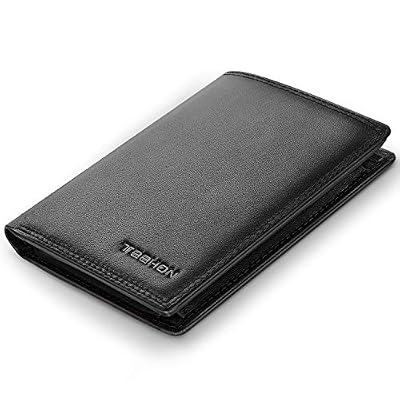 TEEHON Portefeuille Homme en Cuir Véritable Porte-Monnaie avec Blocage RFID/NFC 13 Porte Carte Crédit, 2 Compartiment à Billets, Grande Poche à Monnaie, Classique Porte Feuille Boîte Cadeau Noir