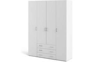 Arredo Stock Armadio 4 ante e 3 cassetti bianco, 154X49,5X200,4H