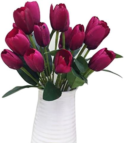 Artificial Flower Bouquets ,Richera 9 Heads Beautiful Real-like Fake Mini Tulip Artificial Flowers Silk Tulip for Home Wedding Party Living Room Decoration Bouquet Floral Arrangement Christmas Gift