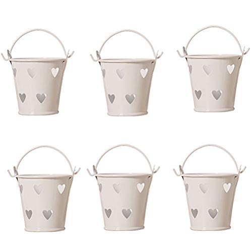 Preisvergleich Produktbild STOBOK 6pcs Klein Metall Eimer Bonboniere Metalleimer Gastgeschenk Hochzeit Party Taufe Süßigkeiten Eimer Tischdeko (Weiß)