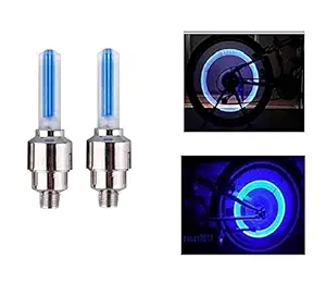 Wangsales AB Bike Tyre Led Light Rim Valve Cap Flashing With Motion Sensor Blue Set Of 2 Pcs for Car Motorcycles (Bike Led Lights 2)