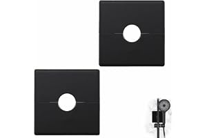 2 Pcs Plumbing Cover Plates, Square Shower Arm Flange Escutcheon Plate Wall Split Pipe Flange Cover Plate,for Water Pipe Cover for Water Faucet Decoration,Standard 1/2 Inch Pipes (Black)