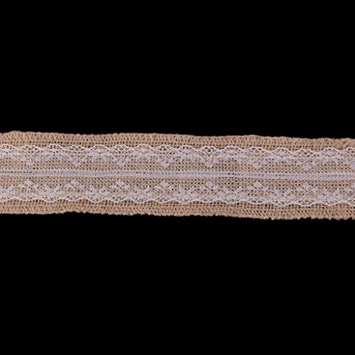 Hessisch Weiß Spitze Sackleinen Kunst Farbband für Vintage Hochzeit Zuhause Dekor 2M - 8