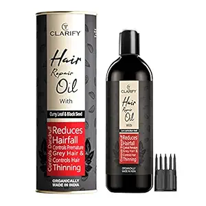 Clarify Hair Repair Oil With Black Seed & Curry Leaf | Anti Hair Fall | Controls Grey Hair And Thinning, Organic 100ml