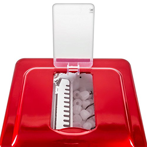 MOA Eiswürfelmaschine Eiswürfelspender, FCKW freier Hochleistungskompressor, rot - 4