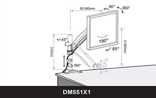 Duronic DM551X1 Monitor-Tischhalterung für einen LCD/LED Computer Bildschirm / Fernsehgerät mit Neig, Schwenk und Rotierfunktion - 5
