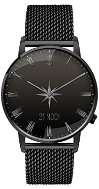 Watch with Anchor and Wind Rose - Milanese Mesh Strap Black - Original 21 Nodi - Unisex - Made In Italy