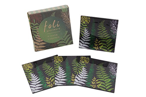 Foli - Juego de 4 posavasos cuadrados de cristal