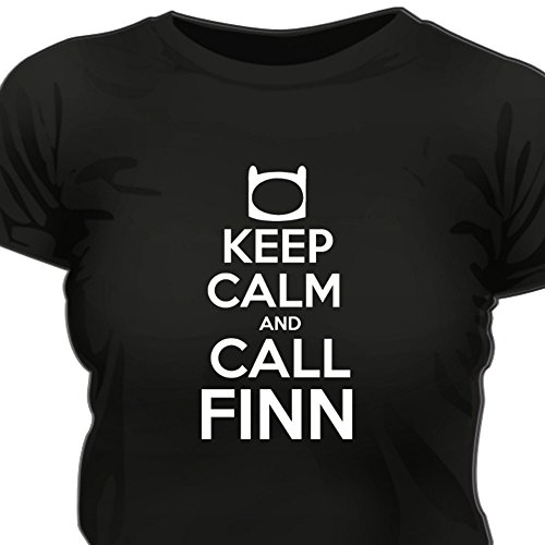 Creepyshirt - KEEP CALM AND CALL FINN - ADVENTURE TIME INSPIRED WOMAN T-SHIRT - XXL