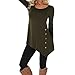 Price comparison product image DAYLIN 1PC Women Plus Size Loose Button Trim Blouse Solid Color Tunic T-Shirt (Army Green, L)