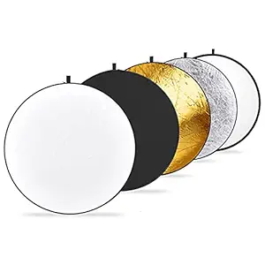 Neewer 43 inch / 110 cm 5-in-1 Collapsible Multi-Disc Light Reflector with Bag - (Translucent, Silver, Gold, White and Black)