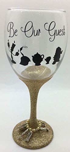 Disney Beauty and the Beast glitter charm wine glass ..(Beauty and the Beast)