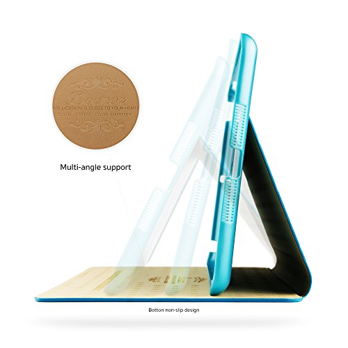 iPad Mini 4 Hülle, Deenor Colour Series Premium PU Leder Ultra Slim Light Weight Auto aufwachen / Schlaf Funktion Schutzhülle Hülle für Apple iPad Mini 4, Free: Screen Protector + Stylus Pen + Cleaning Cloth. (Sky blue circles) - 6
