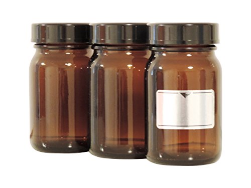 Viva-Haushaltswaren - 8 x Weithalsglas 200 ml aus Braunglas inkl. Schraubverschluss mit Dichteinlage, Apothekerglas, Laborglas, Medizinglas, Vorratsglas, Glasdose - made in Germany - inkl. Etiketten