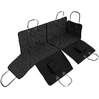 Hundedecke Autoschondecke für Rückbank + Seitenschutz, 2 Taschen, Transportbeutel – Teilbare Hunde Sitzauflage wasserdicht waschbar | Weiche rutschfeste Schutzdecke + Gurtöffnung | Auto Schutz Decke