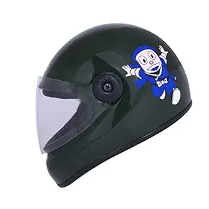 Western Era Stylish Ninja Hatorri Character Sticker Full Face Helmet for Kids Baby Safety and Comfort (3-12 Years, Green Glossy)