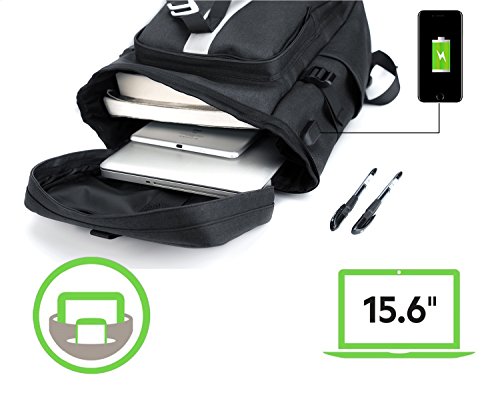 YAOHU Laptop Rucksack 15 6 Zoll mit USB Ladeport Anti Diebstahl  Vintage Wasserdicht Uni Schulrucksack f  r Teenager Studenten Casual Daypack Rucksack